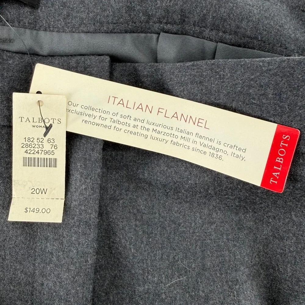 NWT Talbots Womens 20W Windsor Italian Flannel Wool Dress Pants Charcoal Gray - Picture 4 of 7